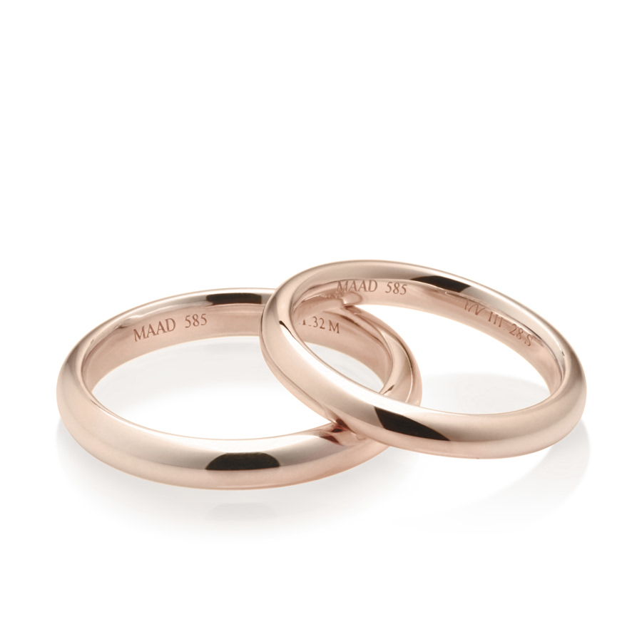 MR-III Oval dome band Set 3.2mm+2.8mm 14k Red gold