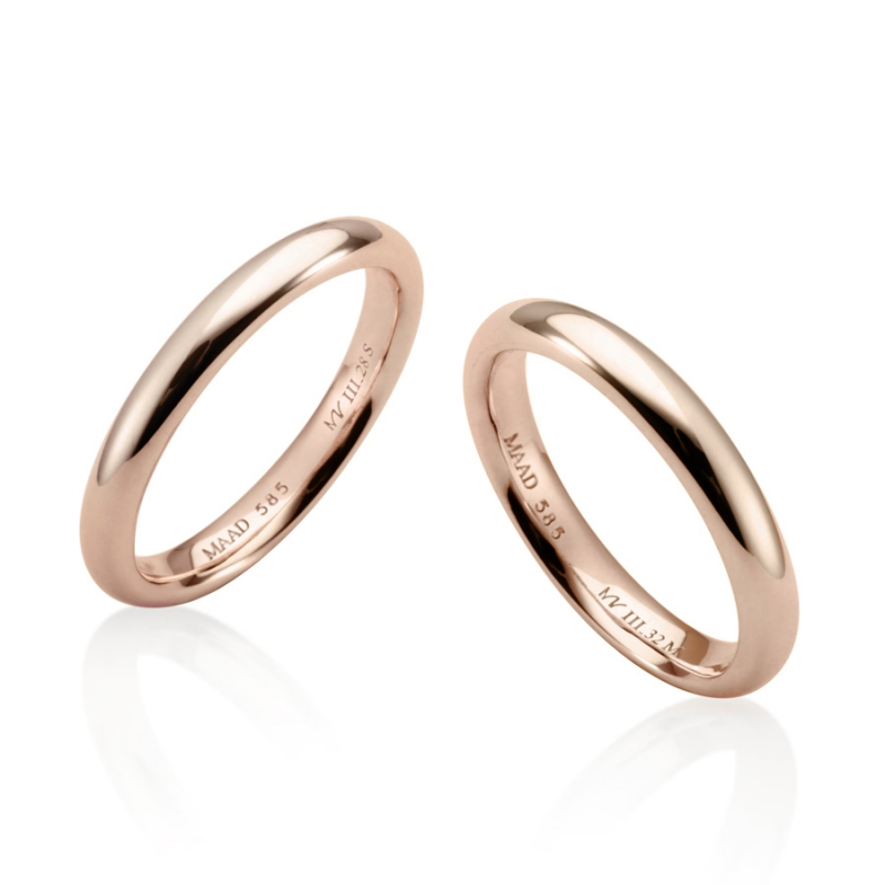 MR-III Oval dome band Set 3.2mm+2.8mm 14k Red gold