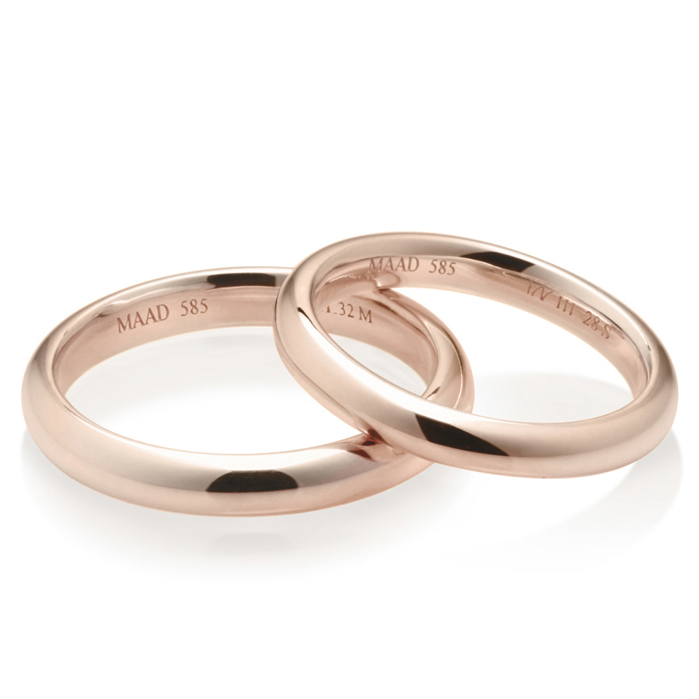 MR-III 오벌돔밴드 커플링 3.2mm+2.8mm (중+소) 14k 레드골드