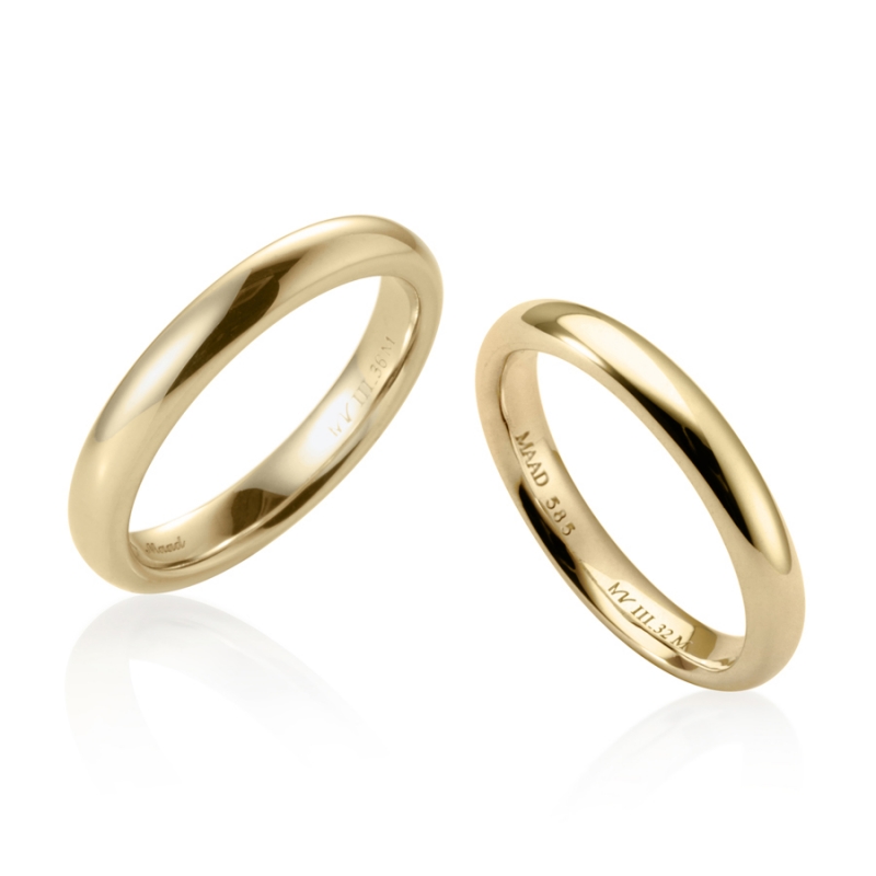 MR-III Oval dome band Set 3.6mm+3.2mm 14k gold