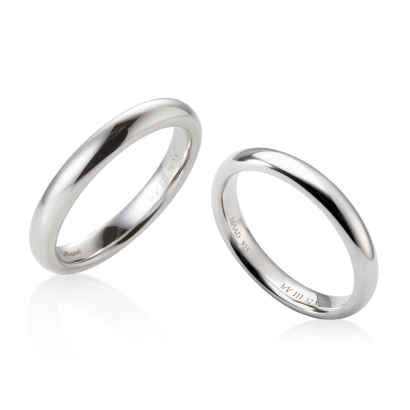 MR-III Oval dome band Set 3.6mm+3.2mm 14k White gold