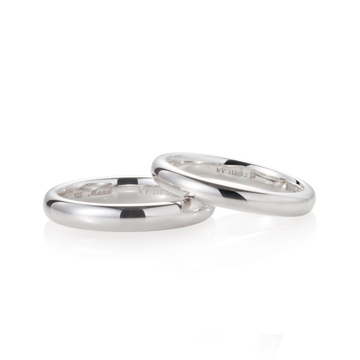 MR-III Oval dome band Set 3.6mm+3.2mm 14k White gold