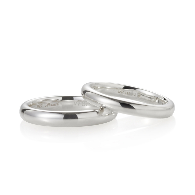 MR-III Oval dome band Set 3.6mm+3.2mm Sterling silver