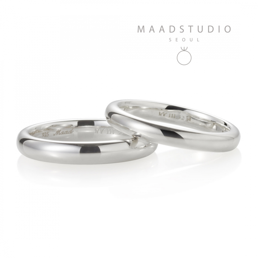 MR-III Oval dome band Set 3.6mm+3.2mm Sterling silver