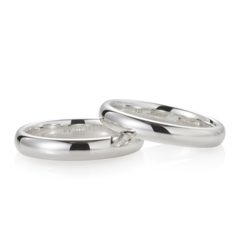 MR-III Oval dome band Set 3.9mm+3.6mm Sterling silver