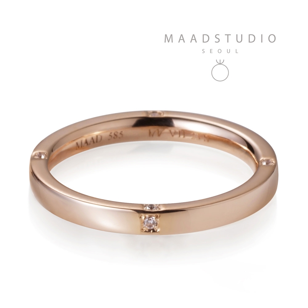 MR-VII Square band 2.3mm diamond 14k Red gold