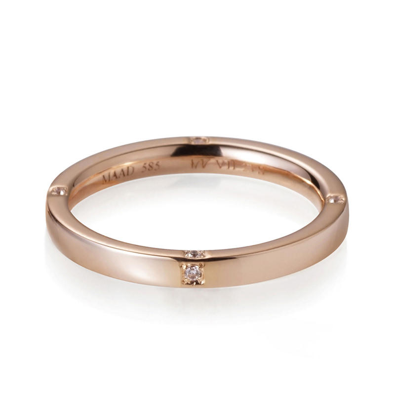 MR-VII 스퀘어밴드링 2.3mm (소) 14k 레드골드 diamond