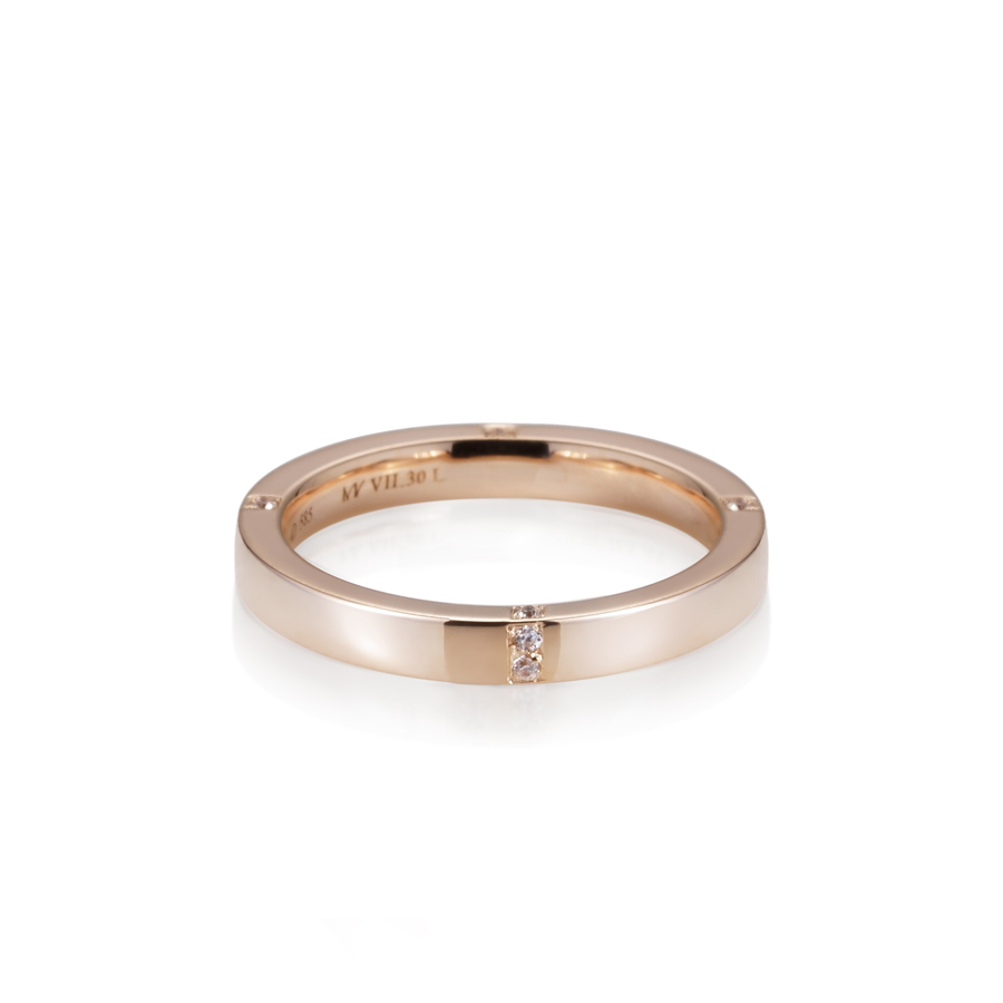 MR-VII Square band 3.0mm diamond 14k Red gold