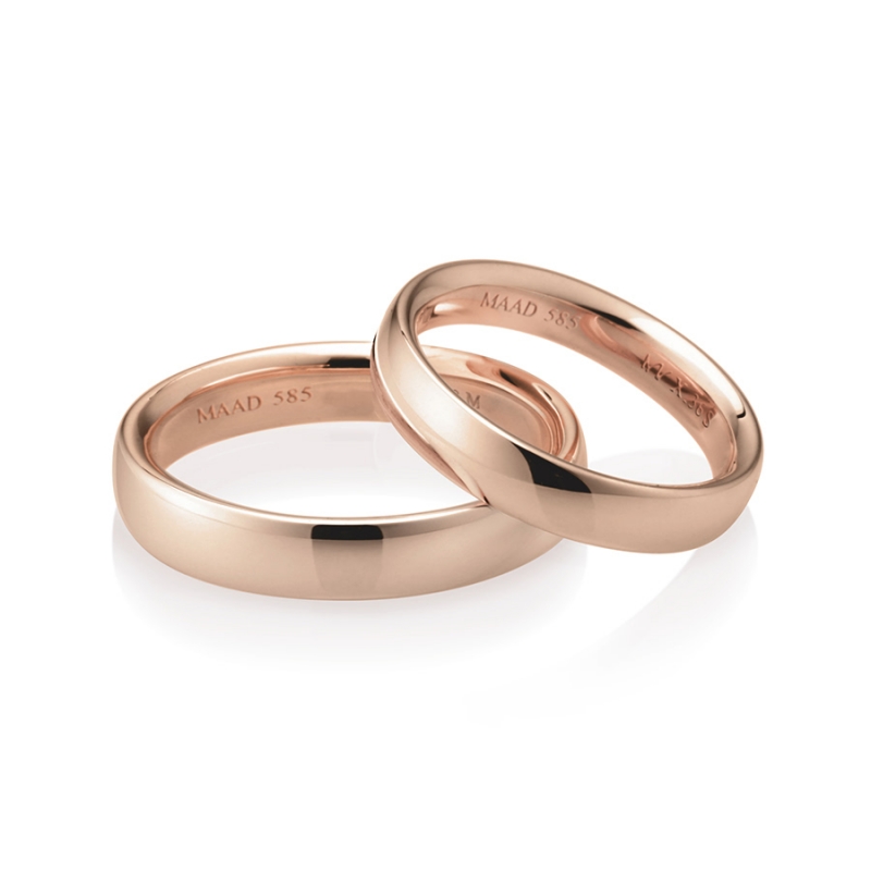MR-X Flat oval band Set 4.2mm+3.6mm 14k Red gold