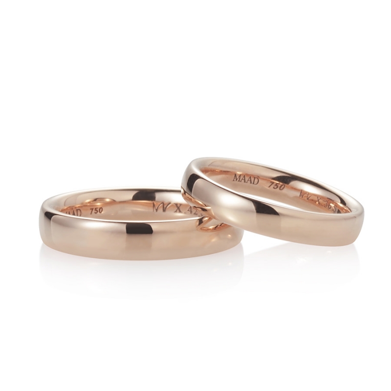 MR-X Flat oval band Set 4.2mm+3.6mm 14k Red gold