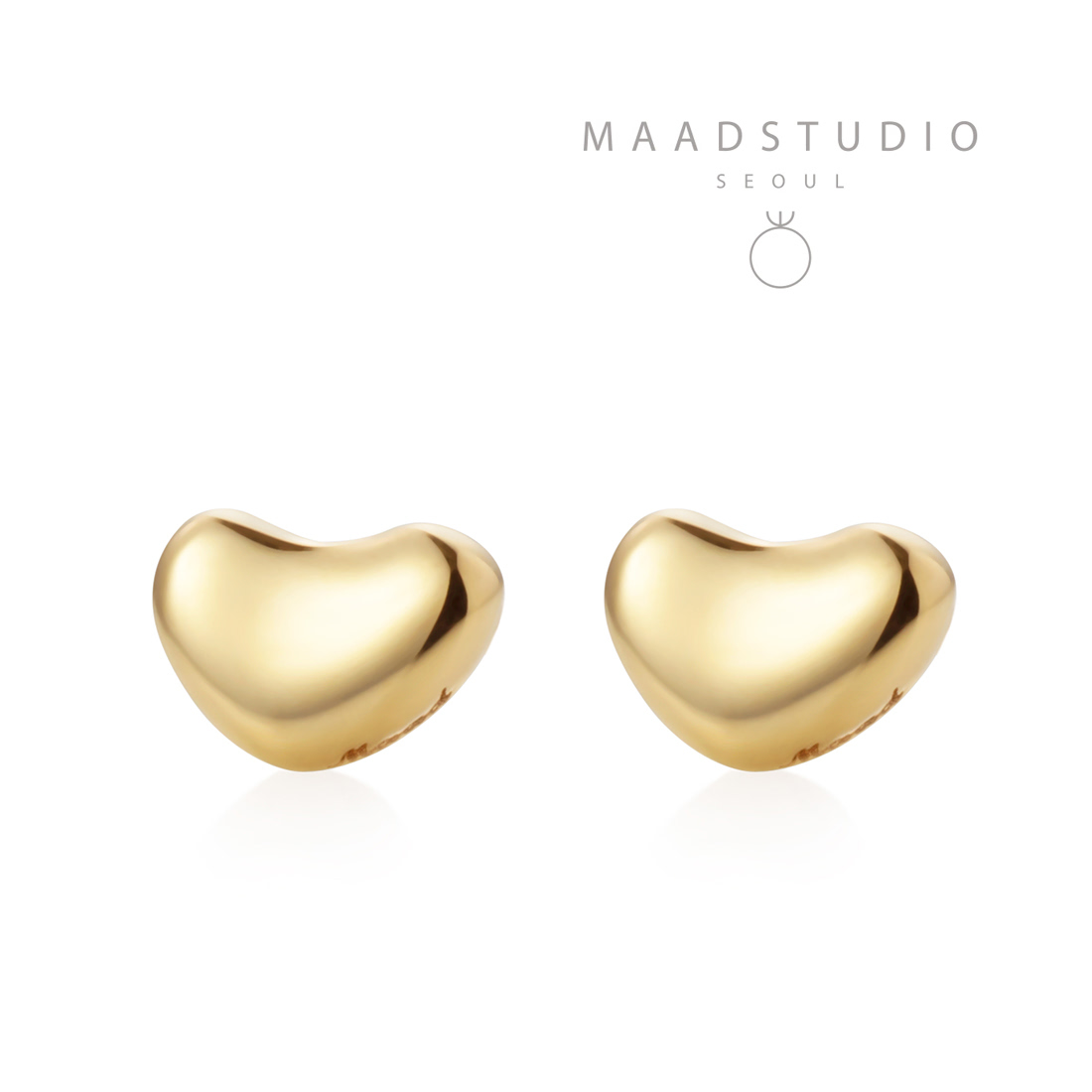 Pebble heart earring (S) 14k gold