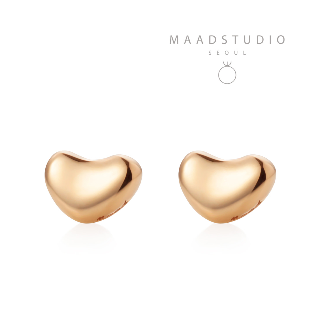 Pebble heart earring (S) 14k Red gold