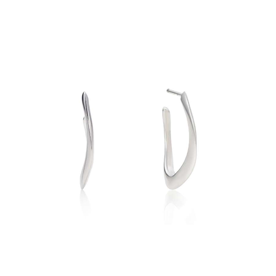 Lake wave hoop earring Sterling silver