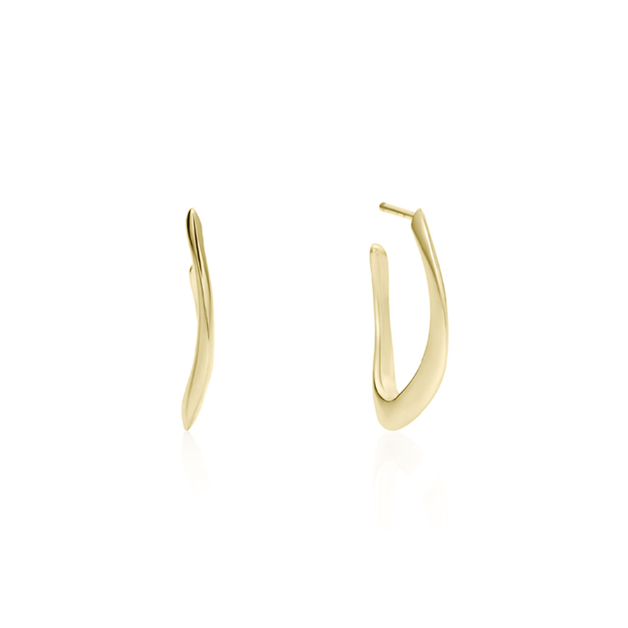 Lake wave hoop earring 14k gold