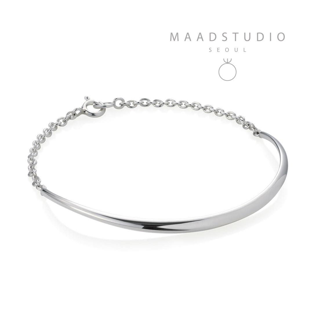 Lake wave slim chain bracelet Sterling silver