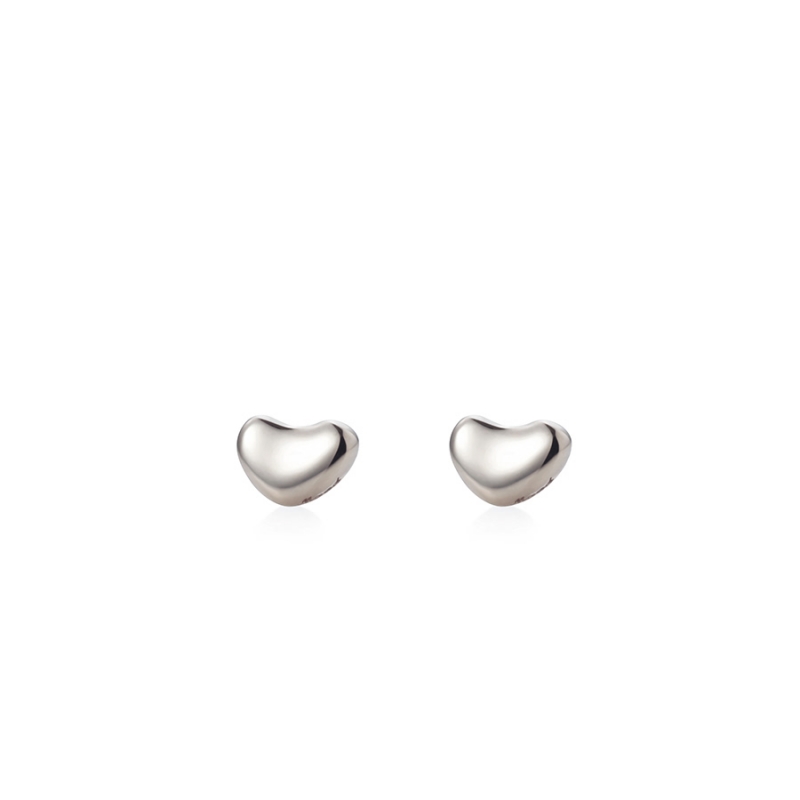 Pebble heart earring (S) 14k White gold