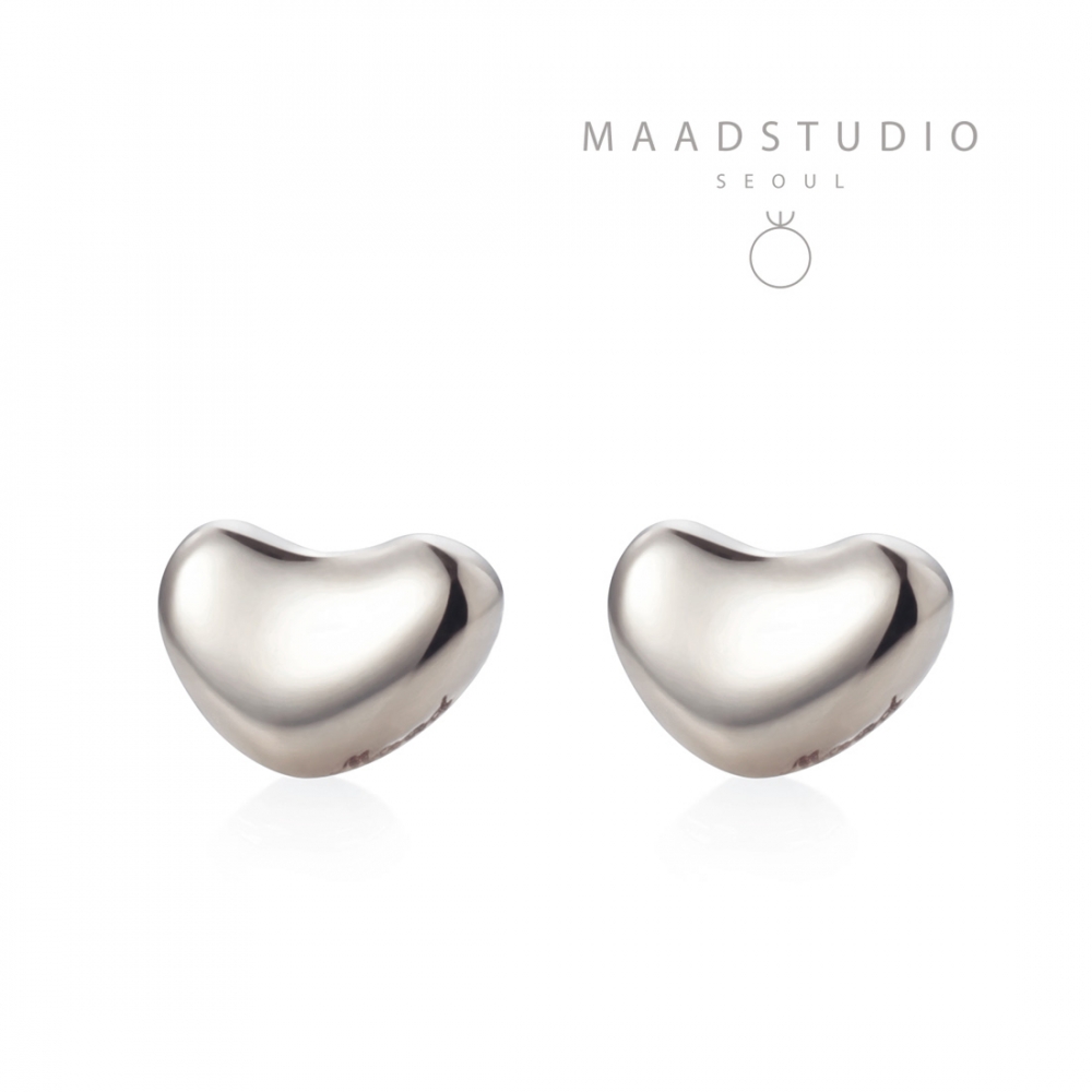 Pebble heart earring (S) 14k White gold