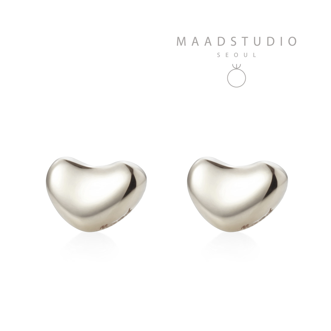 Pebble heart earring (S) Sterling silver