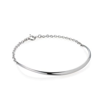 Lake wave slim chain bracelet 14k white gold