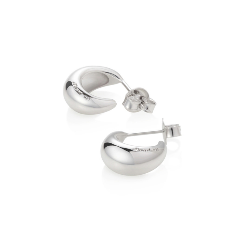 Drop dome huggies 6mm hollow Sterling silver