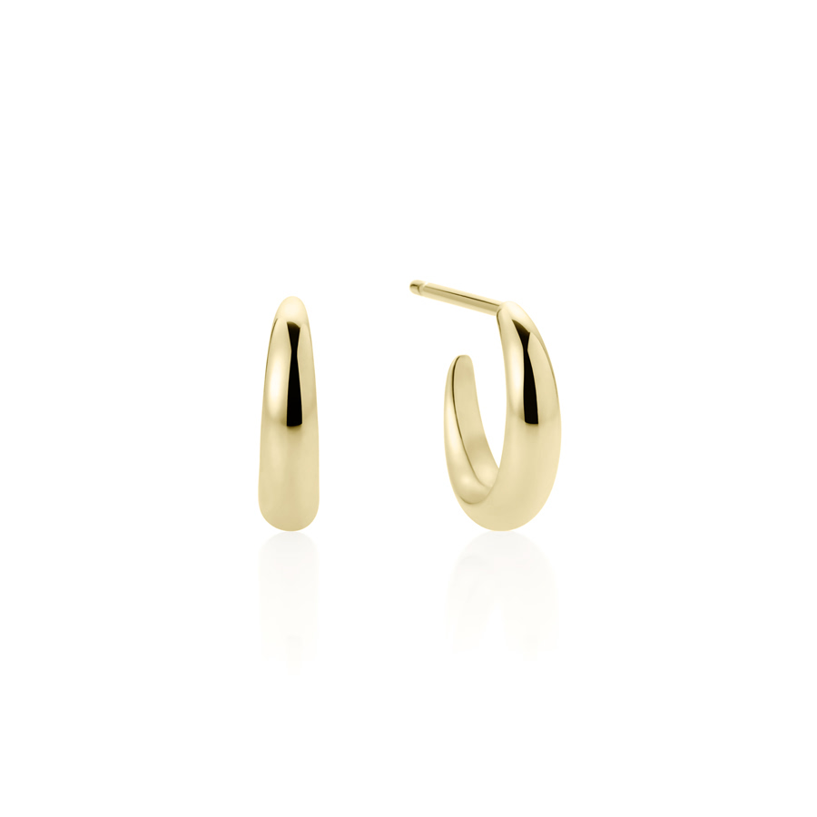 Drop dome huggies 3mm 14k gold