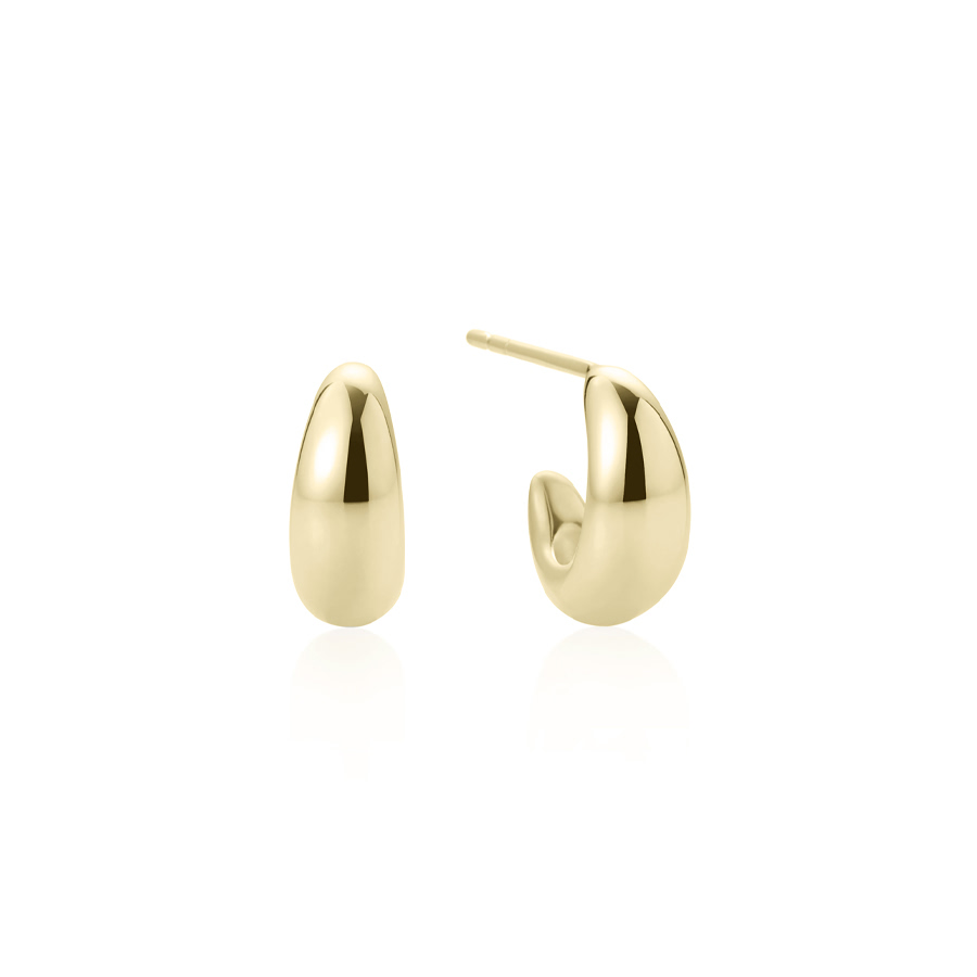 Drop dome huggies 5mm hollow 14k gold