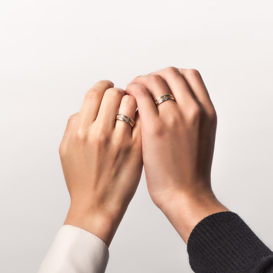 로만 와이어드 커플링 (소+소) 14k 내추럴 화이트골드 Trinity Gold