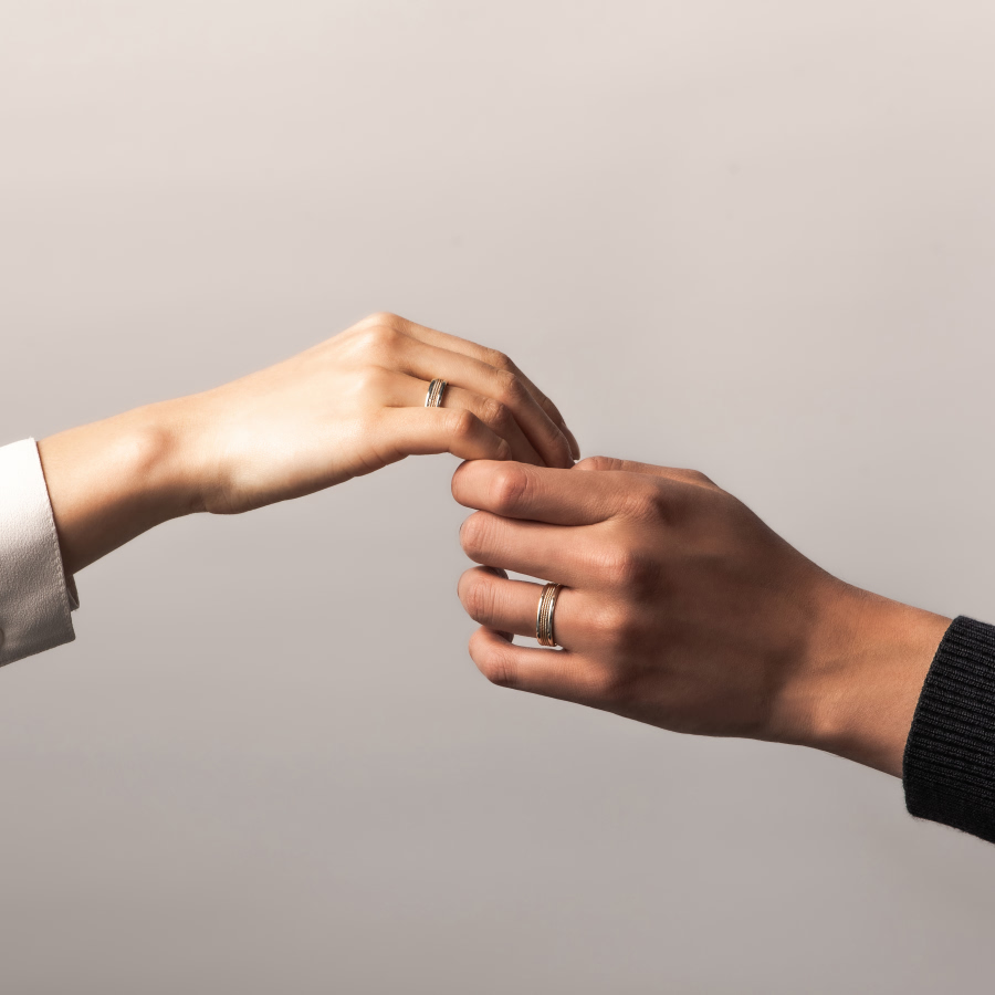 로만 와이어드 커플링 (소+소) 14k 내추럴 화이트골드 Trinity Gold