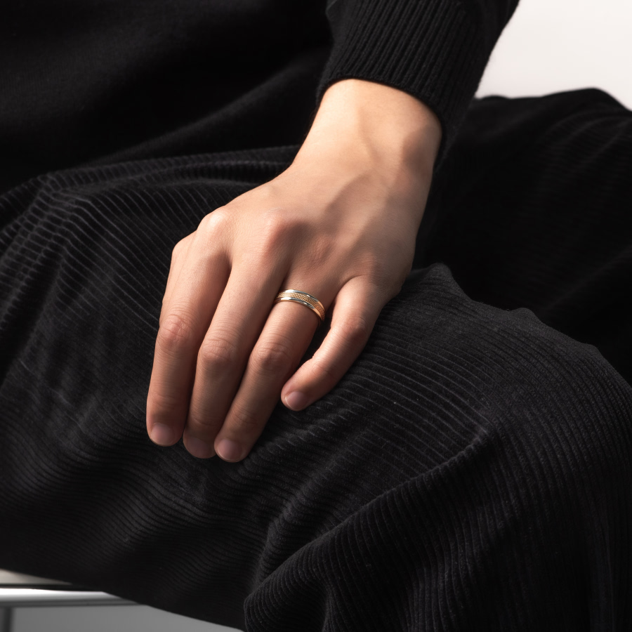 로만 와이어드 커플링 (소+소) 14k 내추럴 화이트골드 Trinity Gold