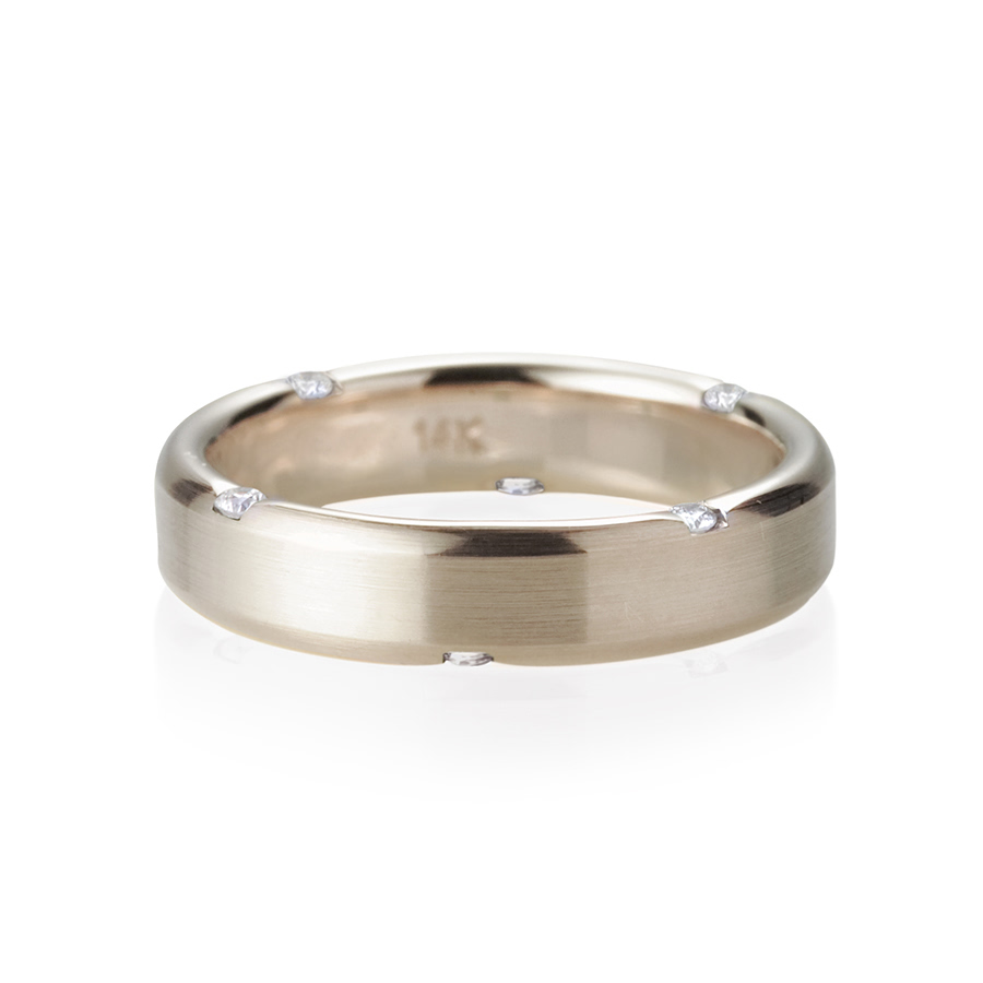 Guidance ring (L) 14k Natural white gold CZ