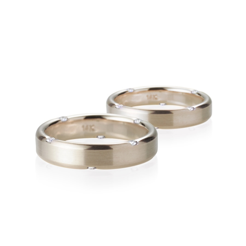 Guidance wedding ring Set (L&S) 14k Natural white gold CZ