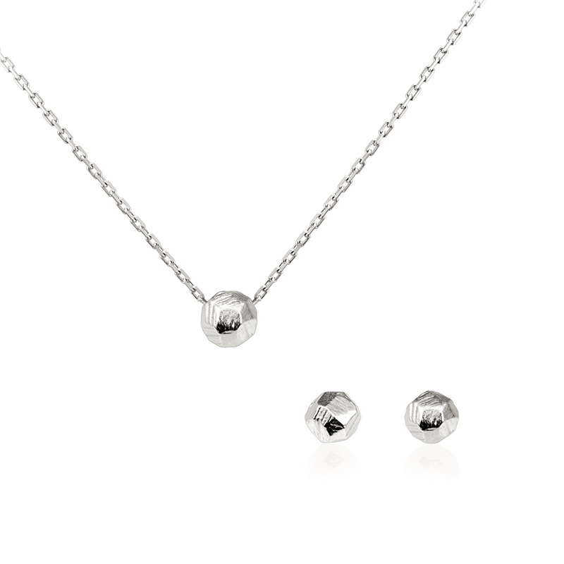 Grit stone pendant & earring Set Sterling silver