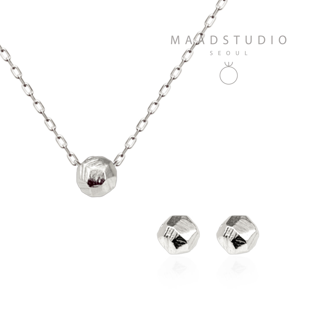 Grit stone pendant & earring Set Sterling silver