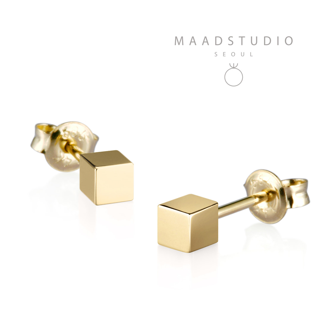 Cube earring 14k gold