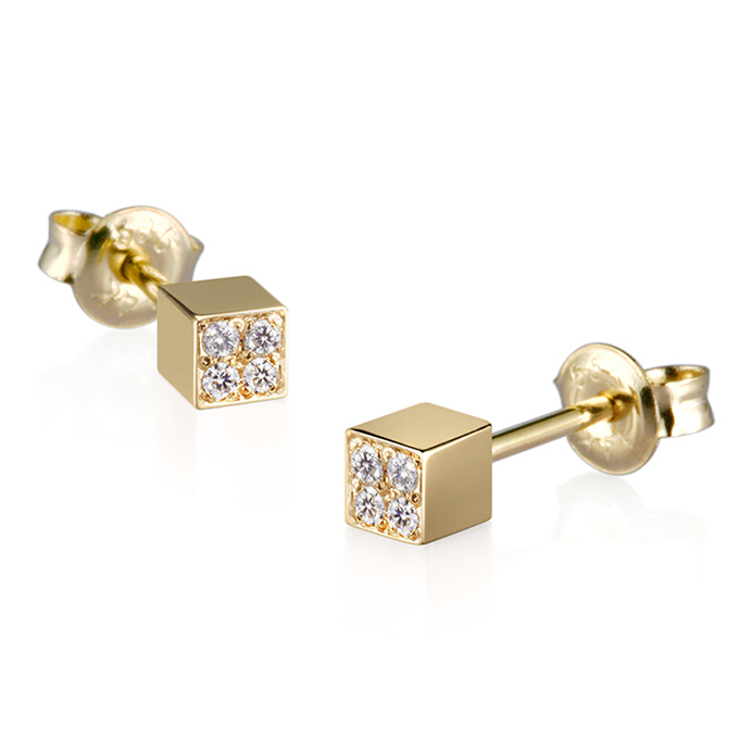 큐브 귀걸이 14k CZ