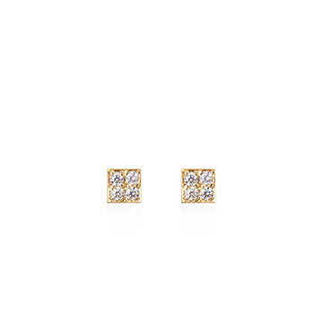 Cube earring 14k gold CZ