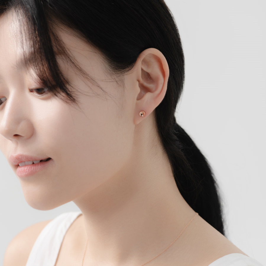 치즈 귀걸이 14k 레드골드