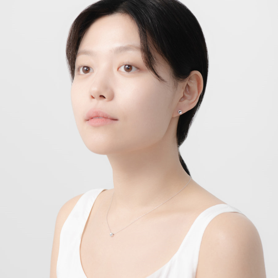 치즈 귀걸이 14k 화이트골드