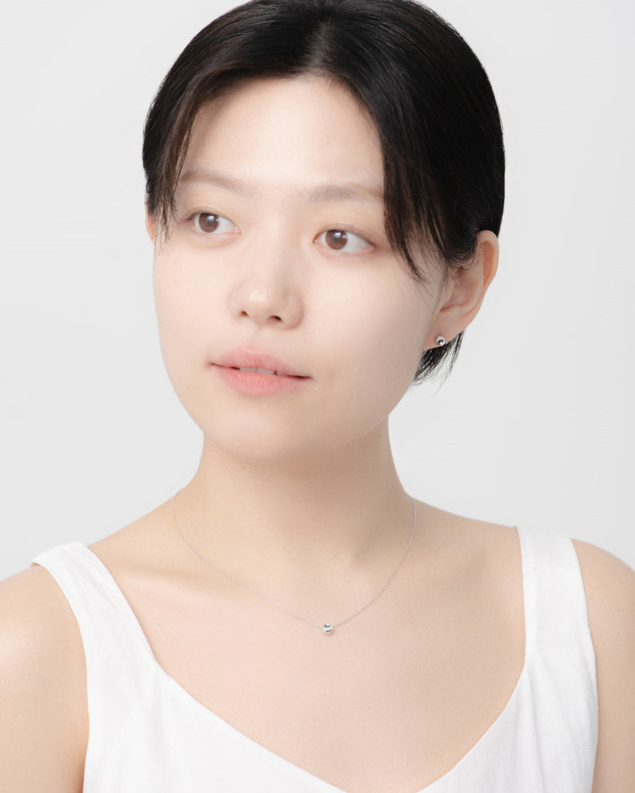 치즈 귀걸이 14k 화이트골드