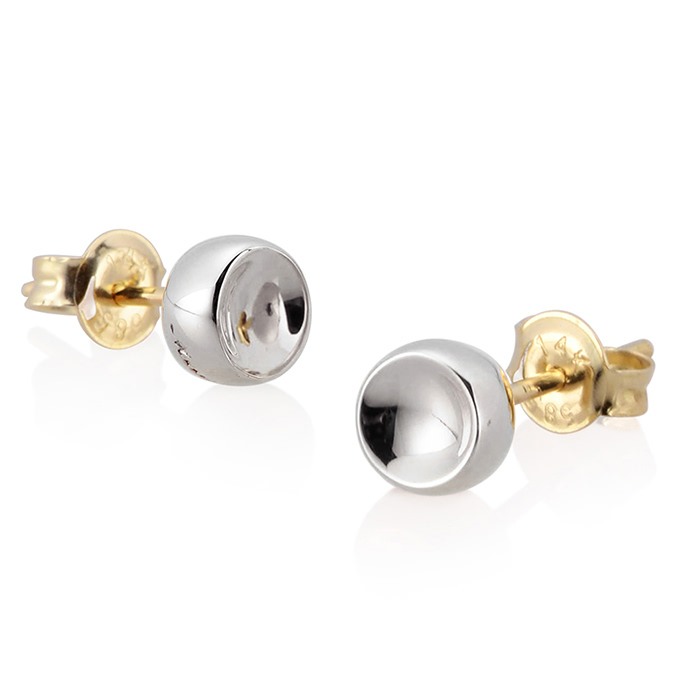 치즈 귀걸이 14k 화이트골드