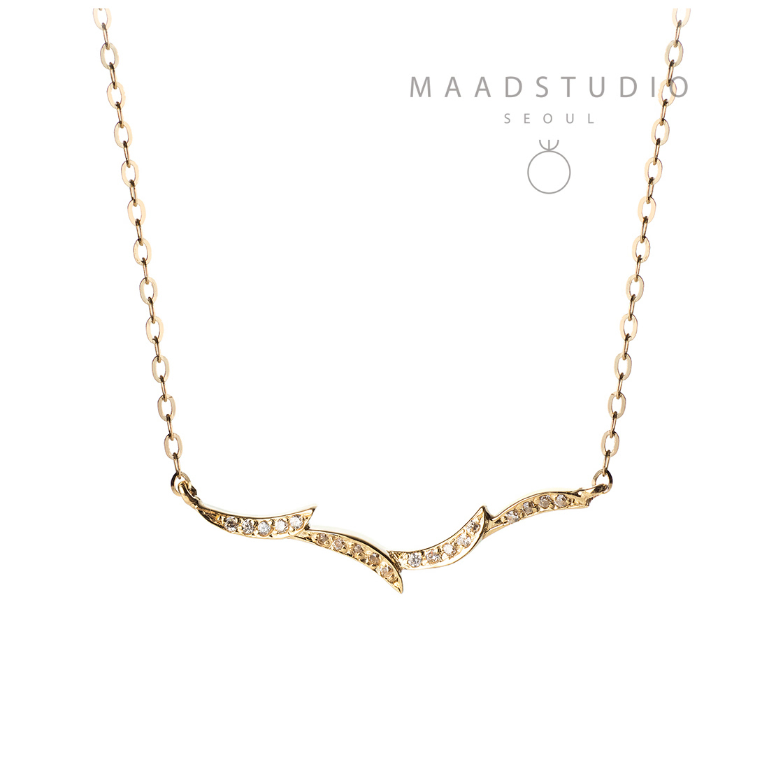 Orchid II necklace 14k gold CZ