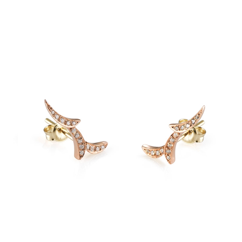 Orchid II earring 14k Red gold CZ