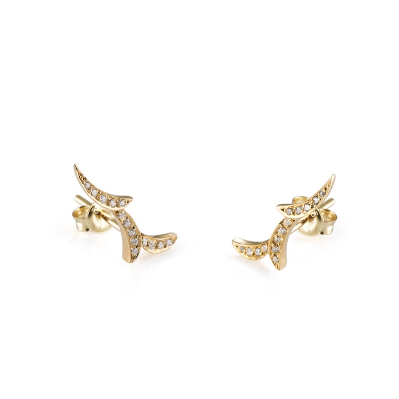 Orchid II earring 14k gold CZ