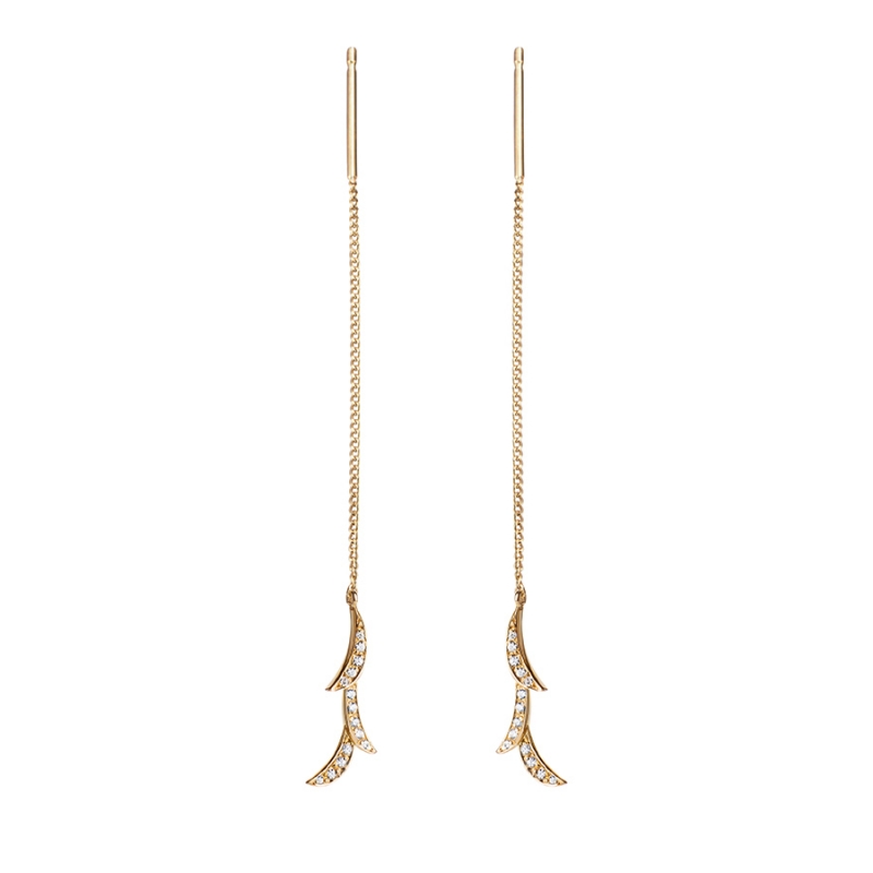 Orchid II chain earring 14k gold CZ