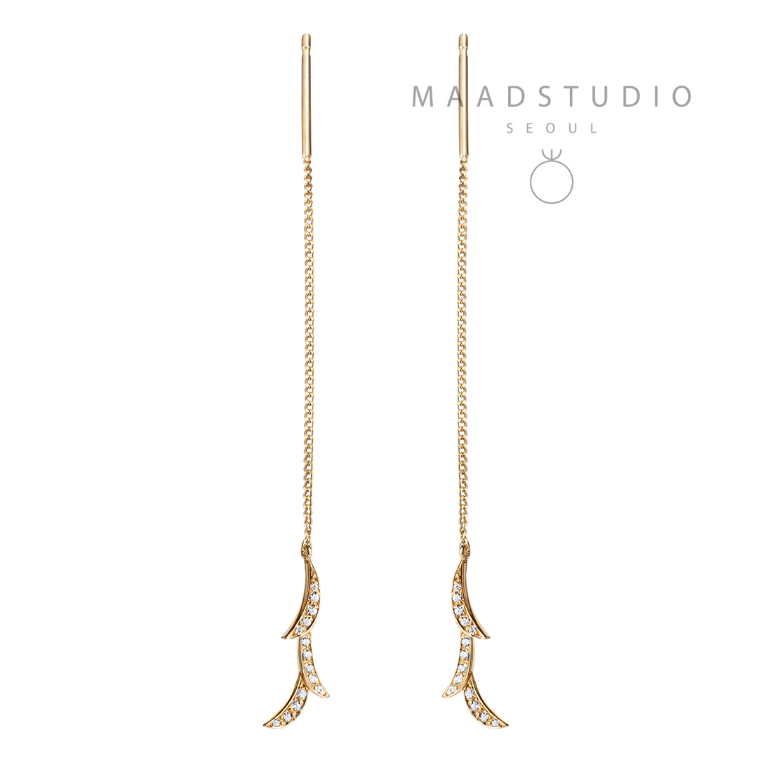 Orchid II chain earring 14k gold CZ