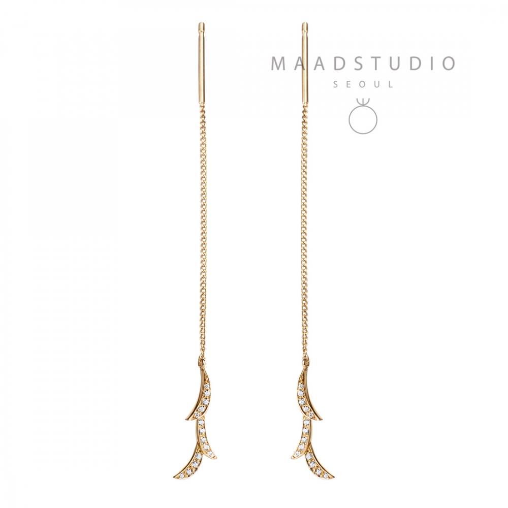 Orchid II chain earring 14k gold CZ