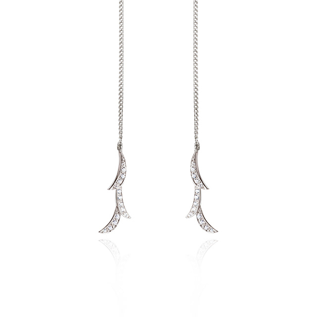 오키드II 체인 귀걸이 14k 화이트골드 CZ