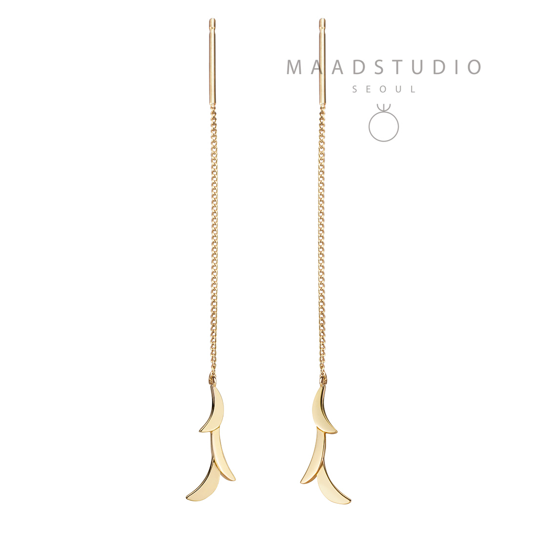 Orchid II chain earring 14k gold