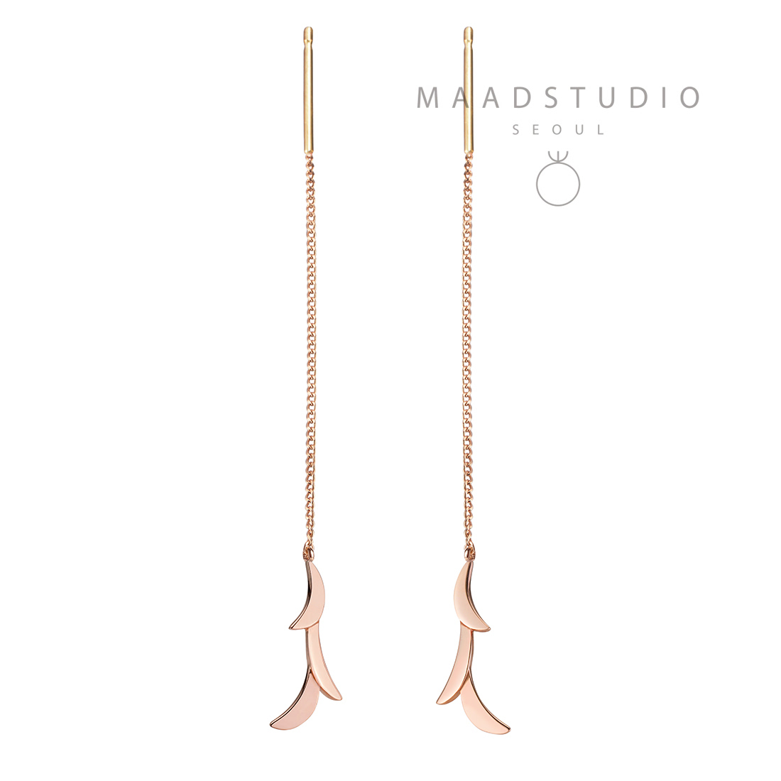 Orchid II chain earring 14k Red gold