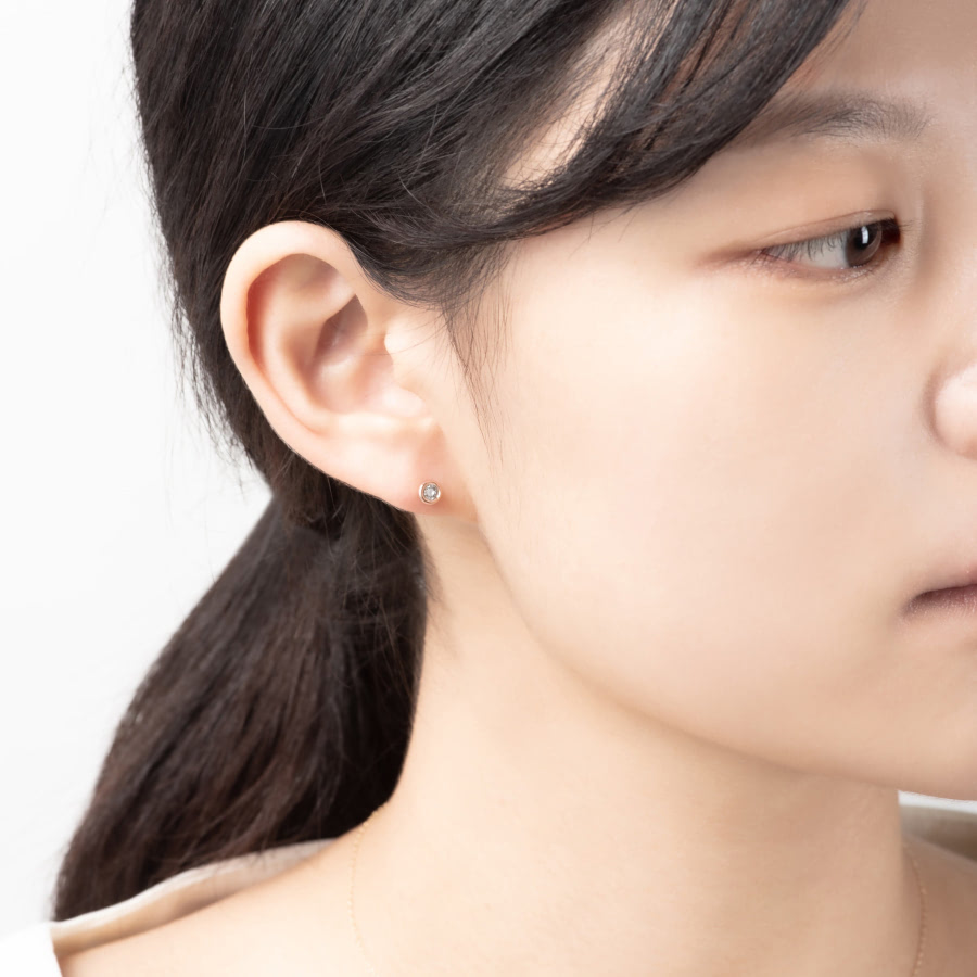 헤미스피어 귀걸이 14k 레드골드 0.1ct